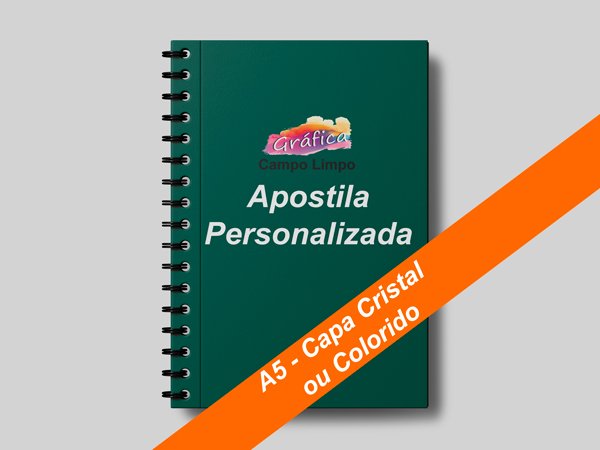 Apostilas Personalizada A5 - Capa Cristal ou Colorido
